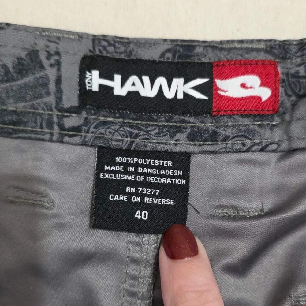 Tony Hawk Mens 40 Gray Plaid Cargo Shorts Lightweight Pockets Casual Golf